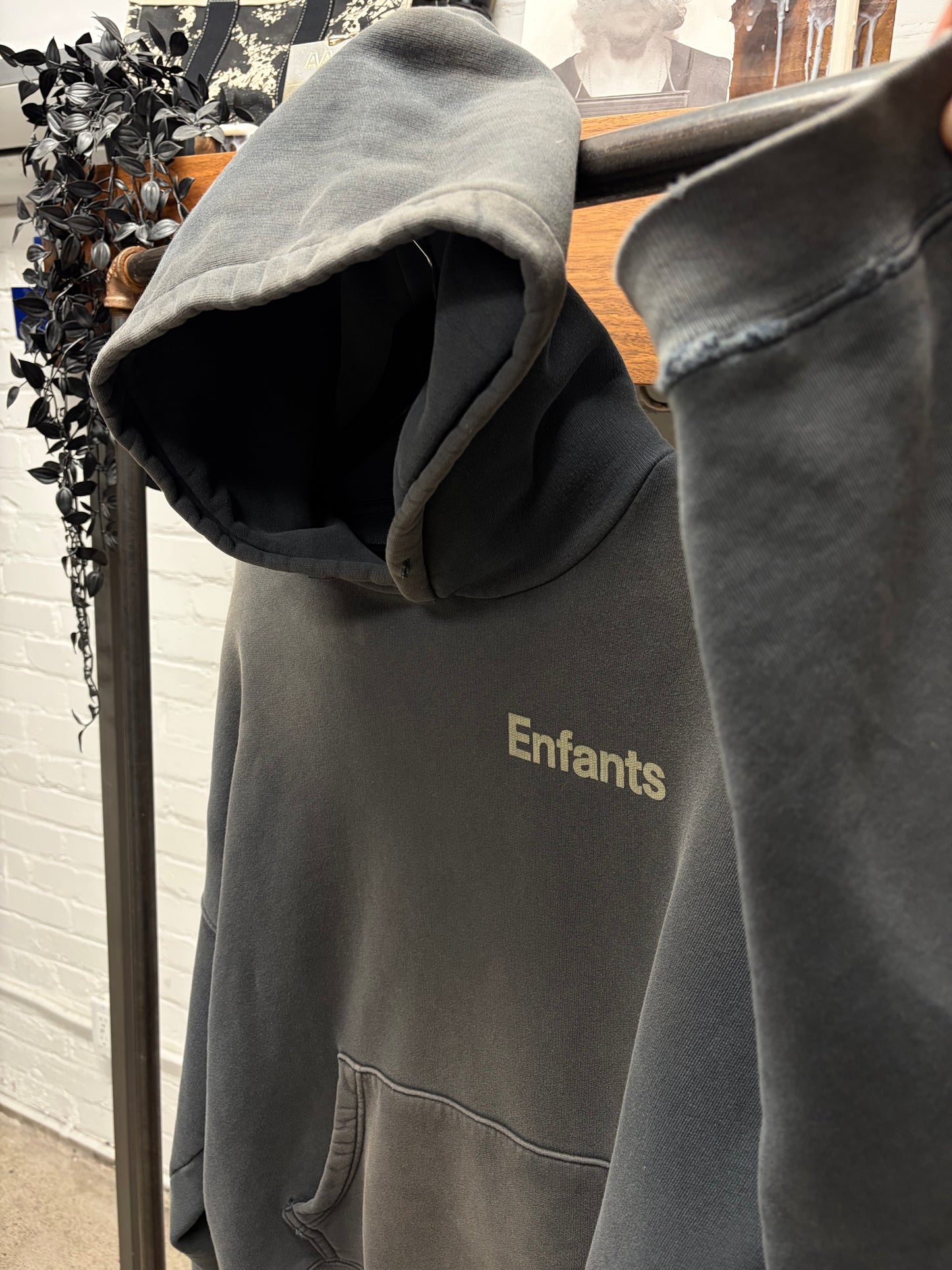 Enfants Riches Deprimes ‘Ticket to Death’ Faded Black French Terry Cotton Hoodie