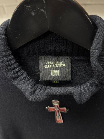 Vintage Jean Paul Gaultier Homme ‘Metal Crucifix’ Wool Knit Sweater