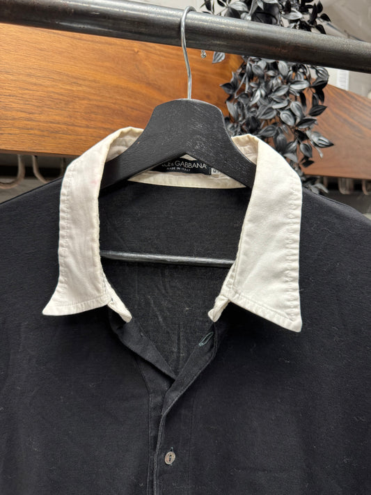 2000s Dolce & Gabbana ‘Contrast Collar’ 1/2 Button Polo