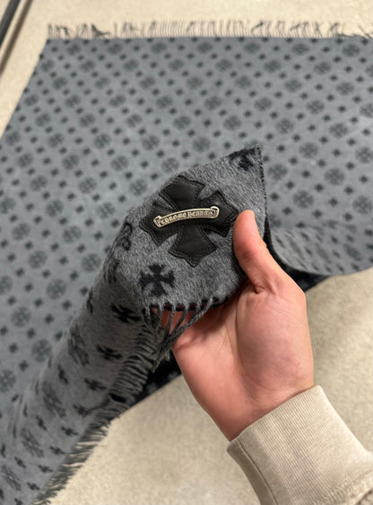 Chrome Hearts 100% Silk Cross Monogram Lambskin Leather Patch Blanket