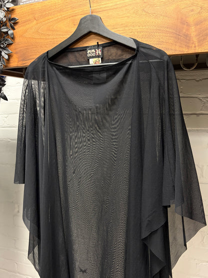 Jean Paul Gaultier Sheer Black Draped ‘Cape’ Top