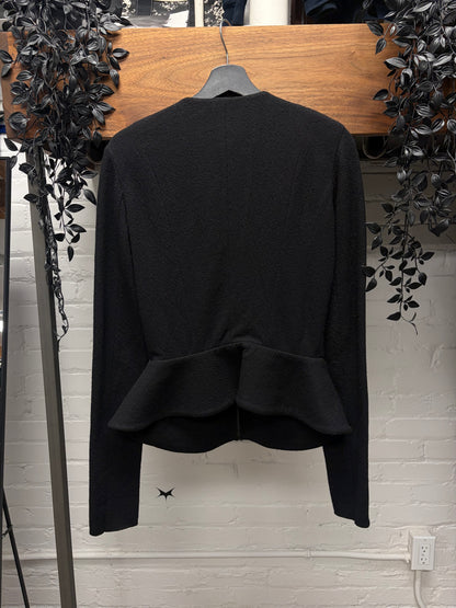 Haider Ackermann Black Anthracite Wool ‘Sculpted’ Peplum Jacket