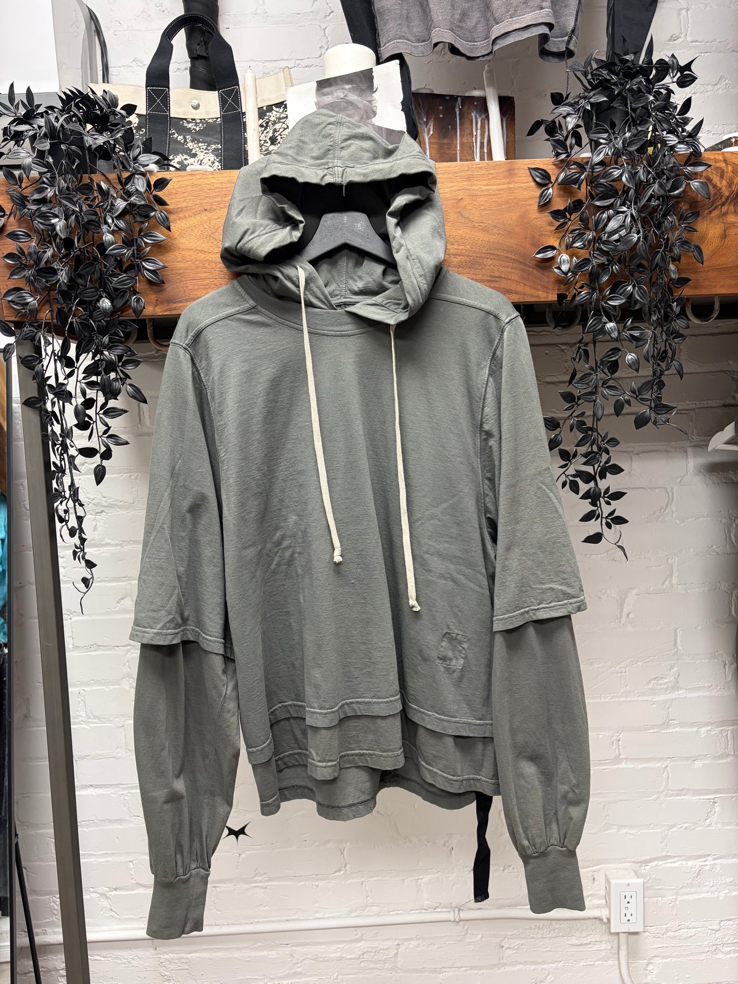 Rick Owens ‘Hustler’ Blue Under-toned Double Layer Hoodie