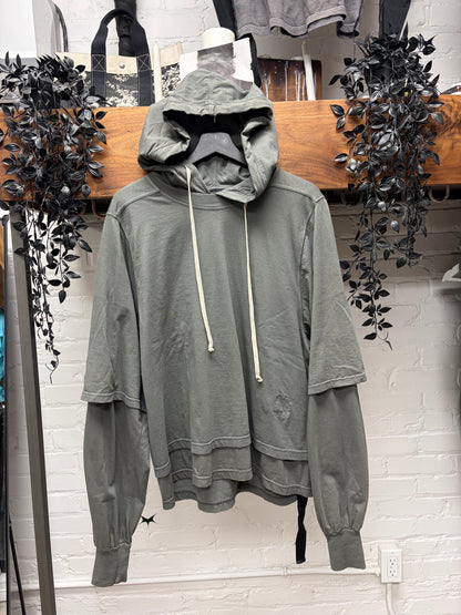 Rick Owens ‘Hustler’ Blue Under-toned Double Layer Hoodie