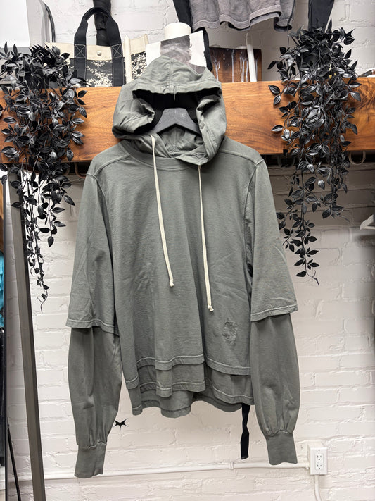 Rick Owens ‘Hustler’ Blue Under-toned Double Layer Hoodie
