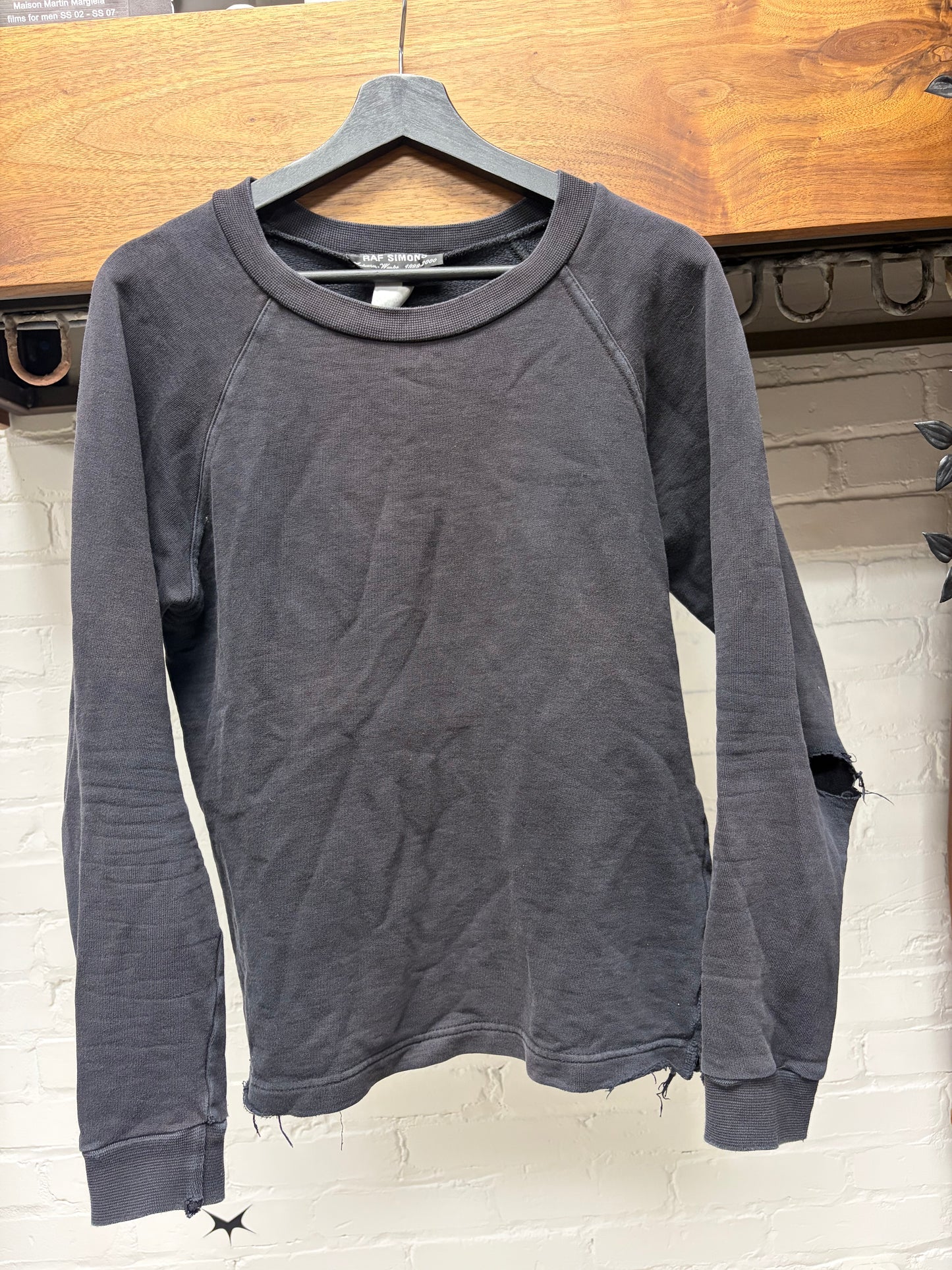 AW1999 Raf Simons ‘Disorder Incubation Isolation’ Thrash Distressed Black Cotton Sweatshirt