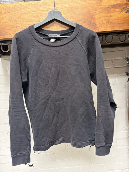 AW1999 Raf Simons ‘Disorder Incubation Isolation’ Thrash Distressed Black Cotton Sweatshirt