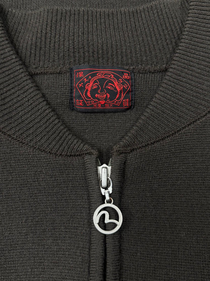 Evisu ‘Gull Logo’ Brown Zip Up Cardigan