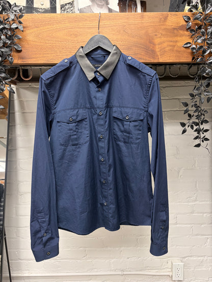 Gucci ‘Duke’ Detachable Leather Collar Military Inspired Button Up-Shirt