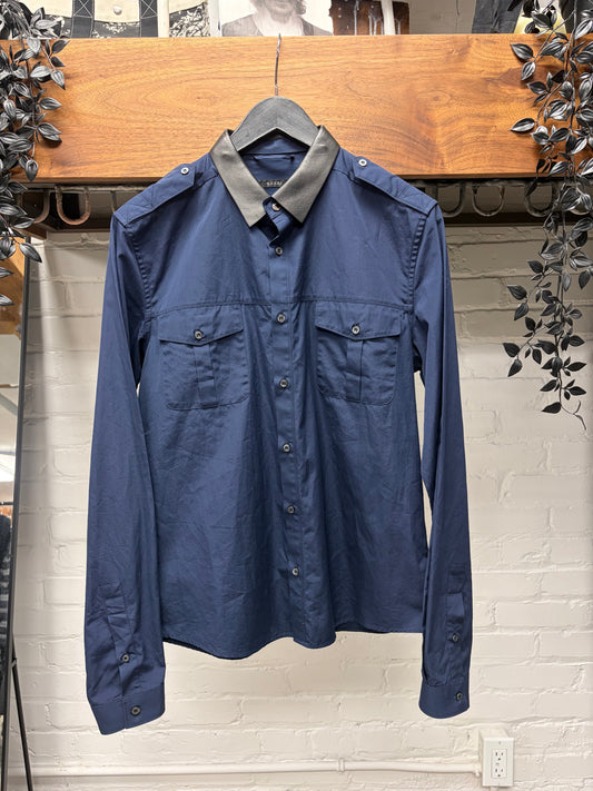 Gucci ‘Duke’ Detachable Leather Collar Military Inspired Button Up-Shirt