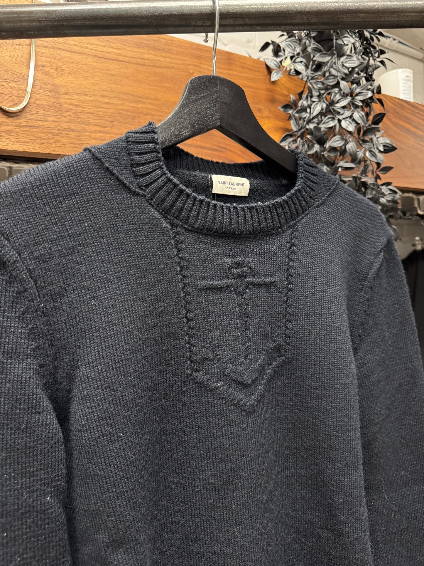 2018 Saint Laurent ‘Anchor’ Sailing Motif Wool Knit Sweater