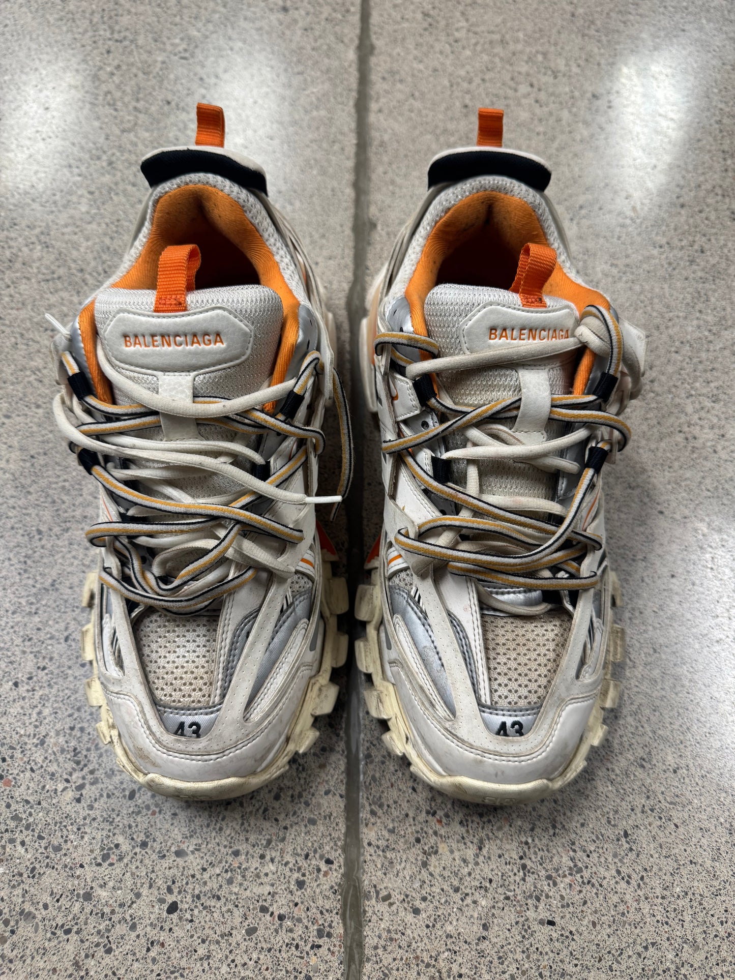 Balenciaga White/Orange Track Runner Sneakers