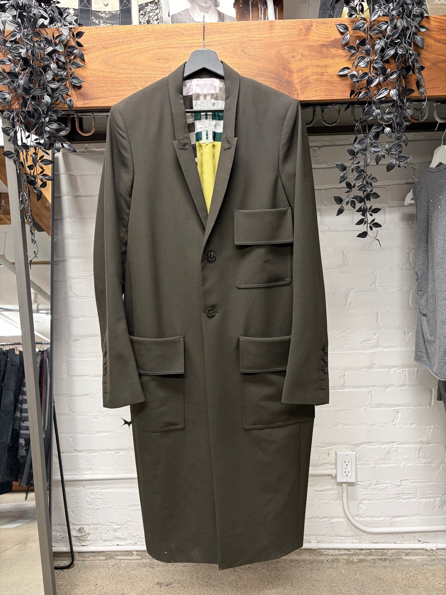 SS2020 Rick Owens ‘Tecuatl’ Uxmal Lined Brown ‘Moreau’ Coat