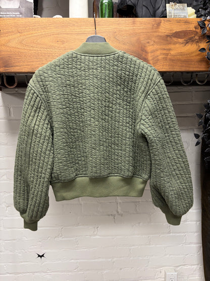Undercover ‘Cropped Fit’ Quilt Padded Bomber Jacket with Ribbed Cuffing