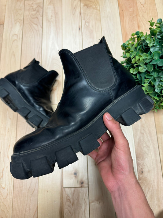 Prada ‘Monolith’ Black Calfskin Leather Boots