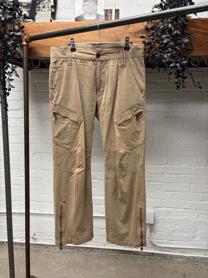 2000s Dolce & Gabbana Brown Zip-Closure Cargo Pants