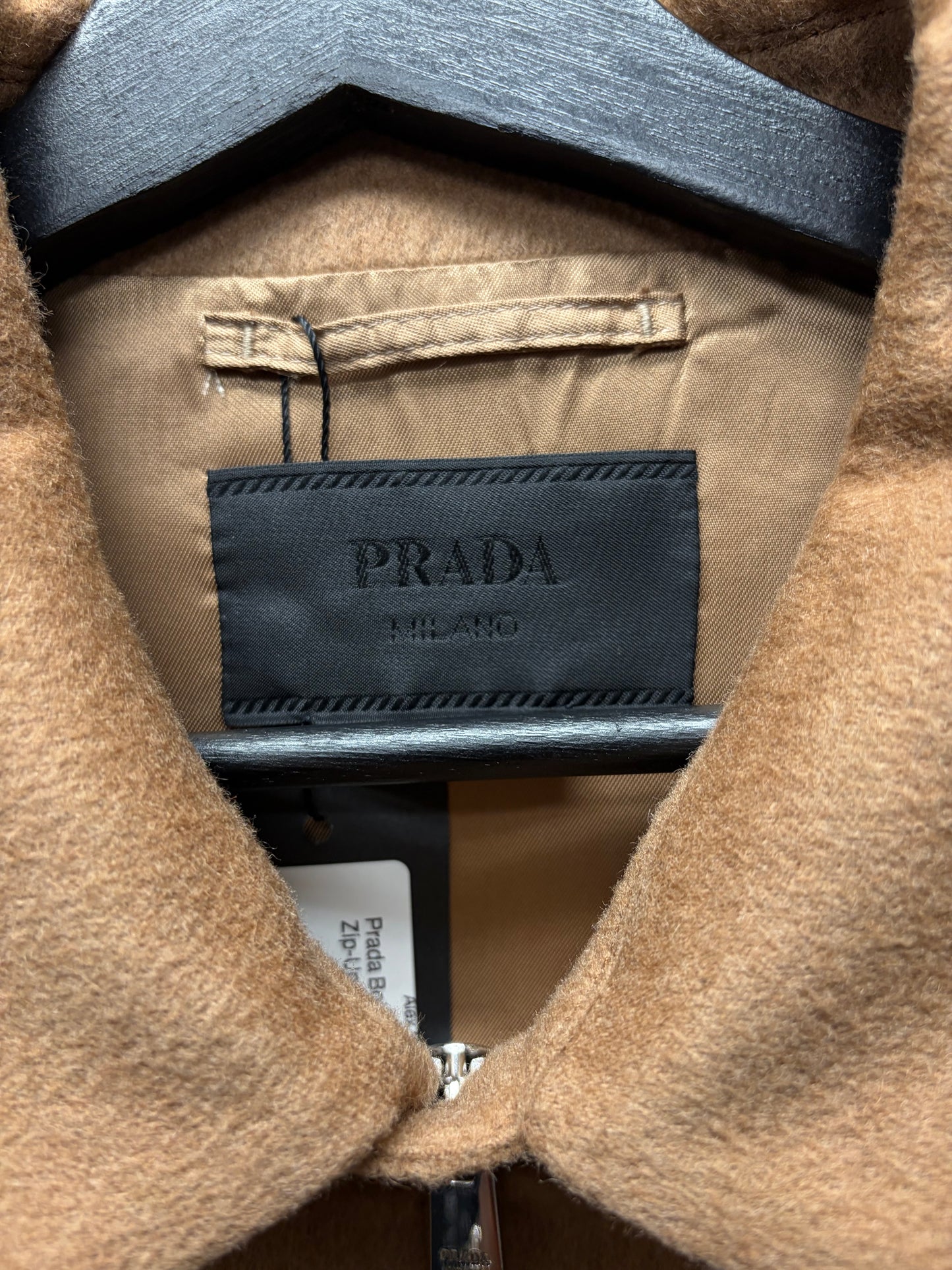 Prada Boiled Wool ‘Camel Hair’ Zip-Up Harrington Work Jacket