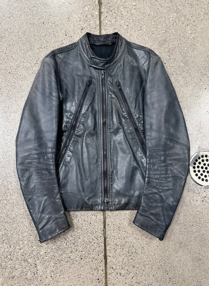 Maison Martin Margiela ‘Faded Blue’ Calf Leather 5-Zip Jacket