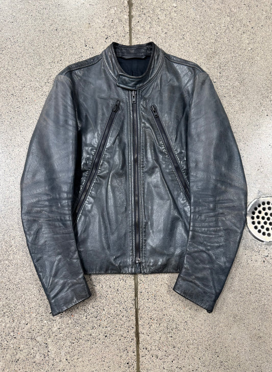 Maison Martin Margiela ‘Faded Blue’ Calf Leather 5-Zip Jacket