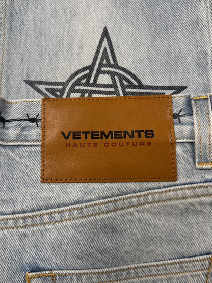 Vetements ‘Tattoo’ Pentagram Light Wash Blue Denim