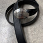 Prada ‘Saffiano’ Silver Buckle/Black Leather Belt