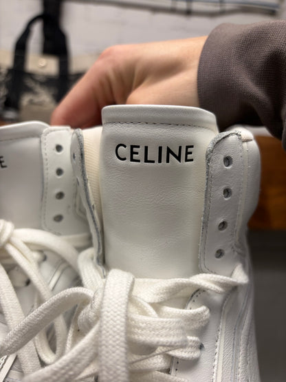 Celine ‘CT-01 Z Trainer’ Optic White Calfskin High Top Leather Sneakers