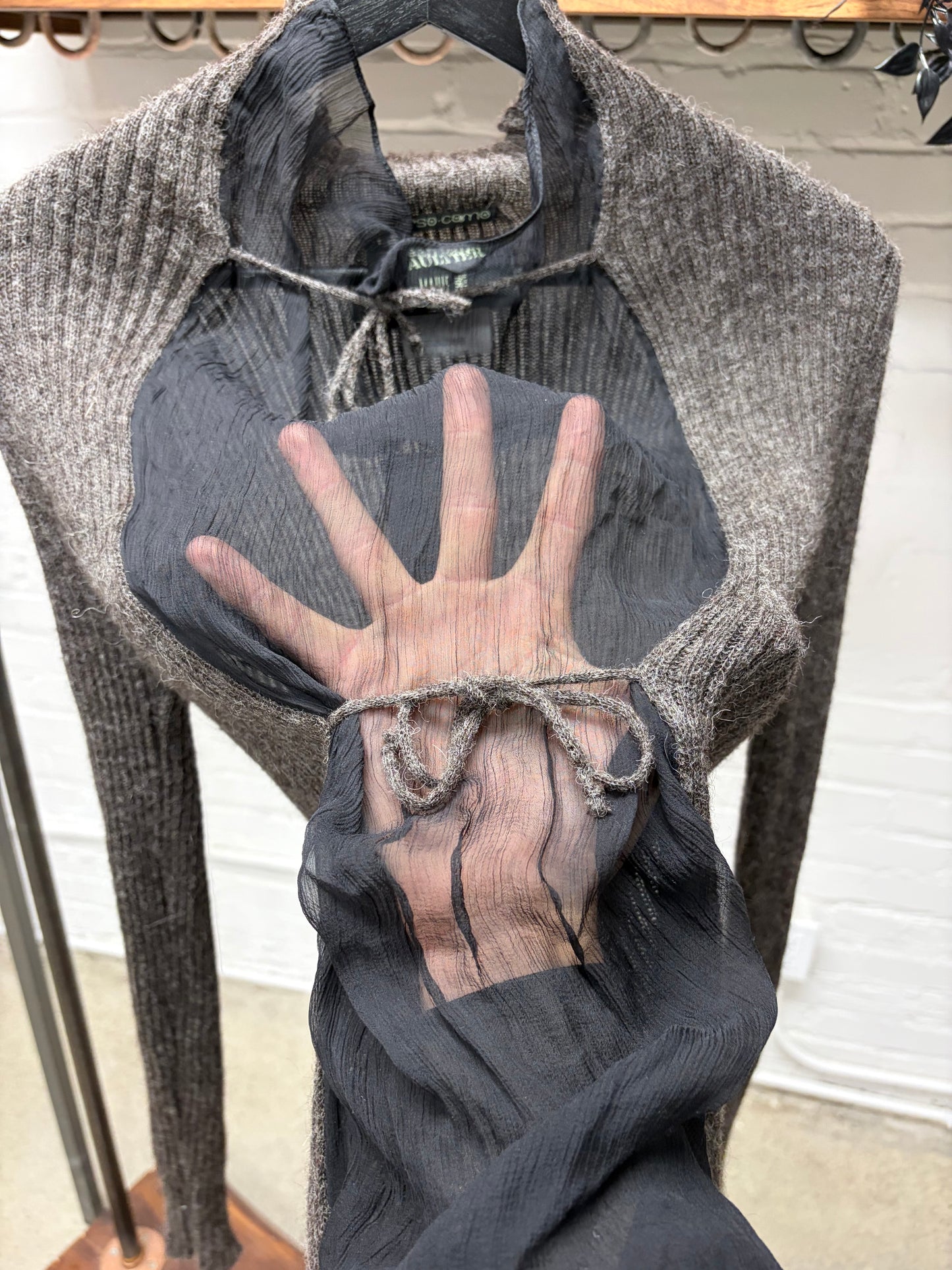 Vintage Jean Paul Gaultier ‘Maille’ Sheer/Ribbed Wool Knit Sweater