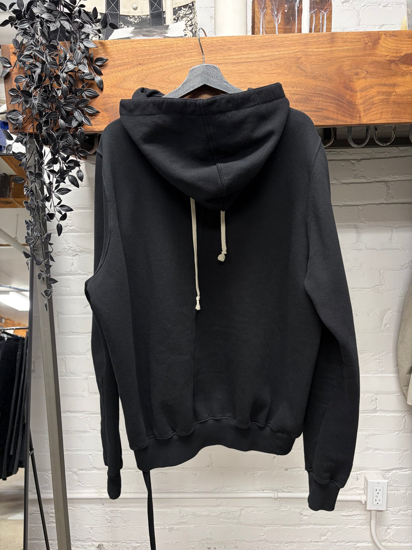 Rick Owens ‘Granville’ Black Reverse Drawstring Hoodie
