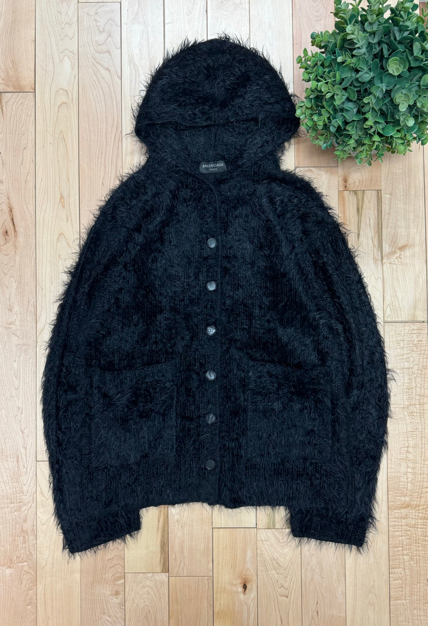 AW2023 Balenciaga ‘Fuzzy’ Hooded Cardigan