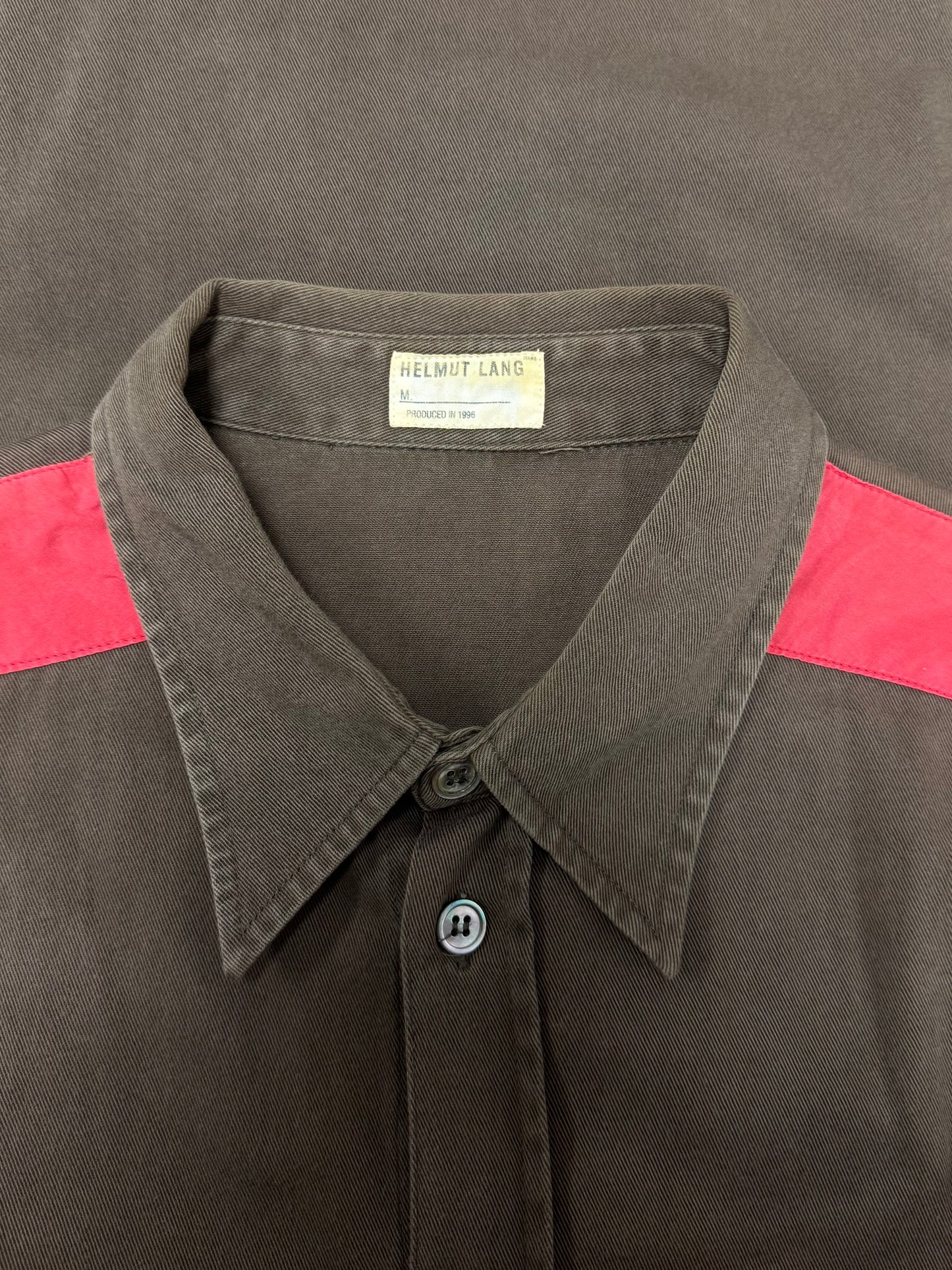 SS1999 Helmut Lang Red/Brown Panelled Cotton Button Up Shirt
