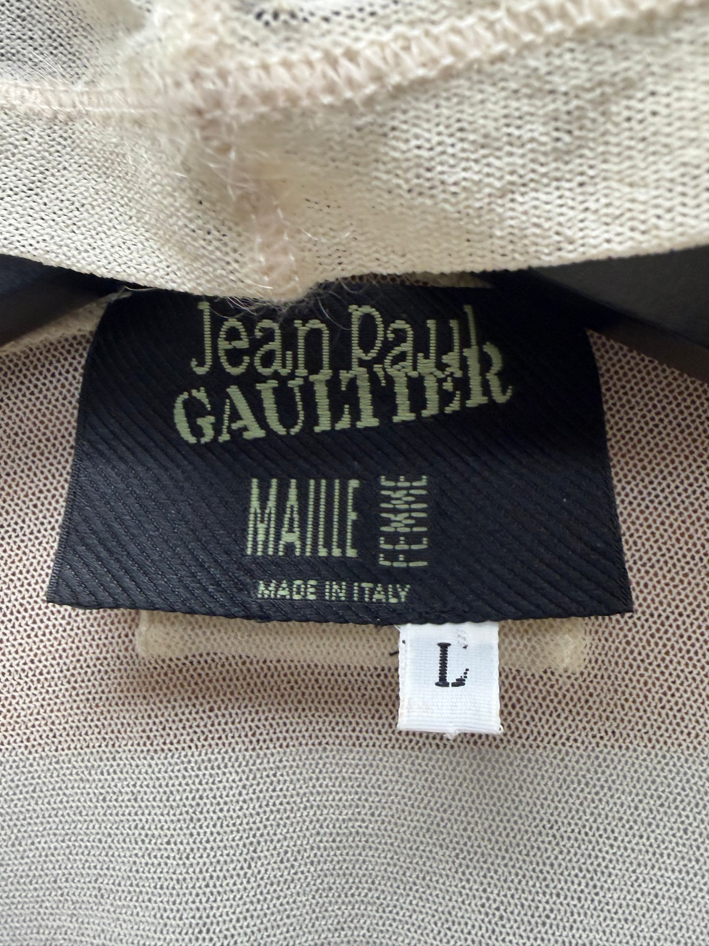 Vintage Jean Paul Gaultier Sheer Mesh Hoodie with Wool Trim