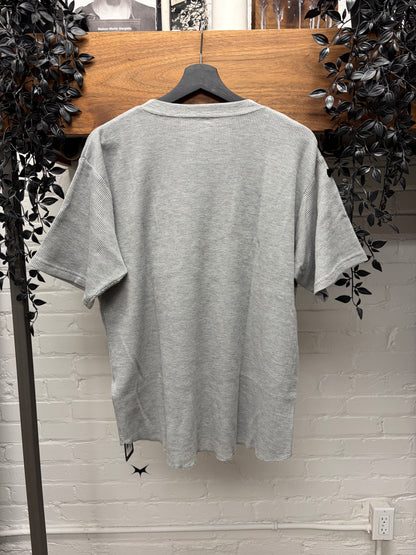 Number (N)ine Grey Henley Cotton ‘Fender Logo’ Short Sleeve Cotton T-Shirt
