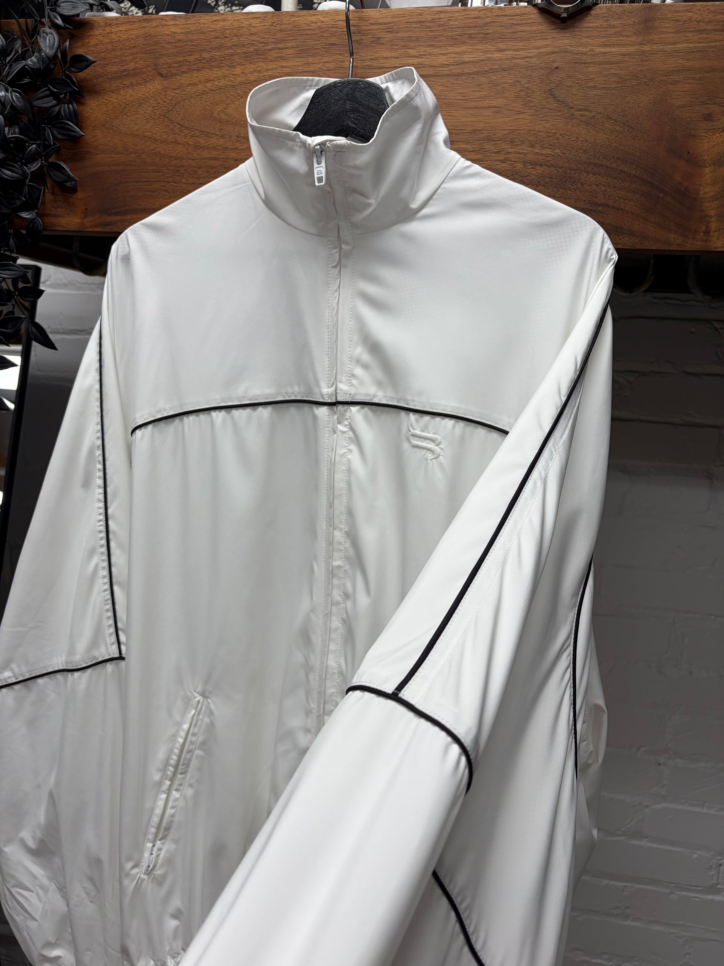 SS2021 Balenciaga ‘Sporty B’ Logo White Oversized Windbreaker