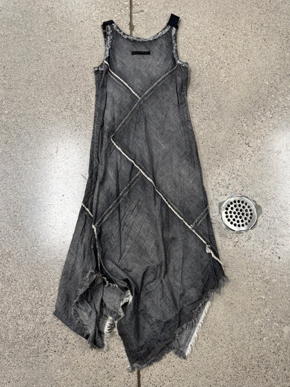Vintage Jean Paul Gaultier ‘Fringed Raw Seam’ Spiral Cut Denim Dress