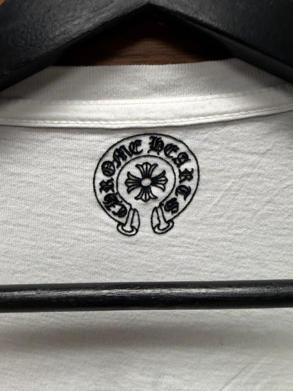 Chrome Hearts ‘Fleur de Lis’ V-Neck White Graphic T-Shirt
