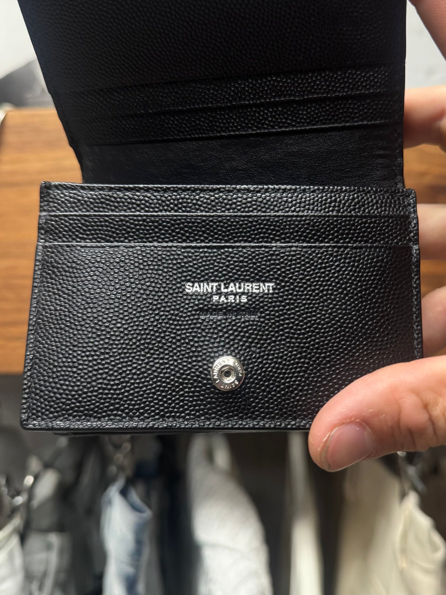 Saint Laurent ‘Cassandre’ Quilted Leather Cardholder/Wallet