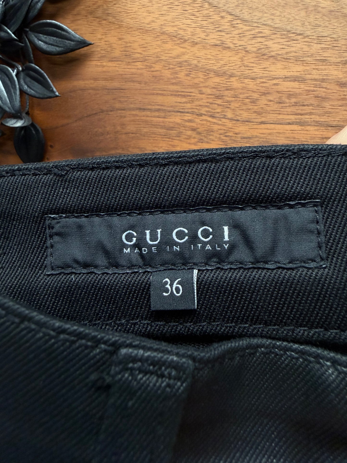 Gucci by Tom Ford Waxed Black Low Rise Skinny Jeans
