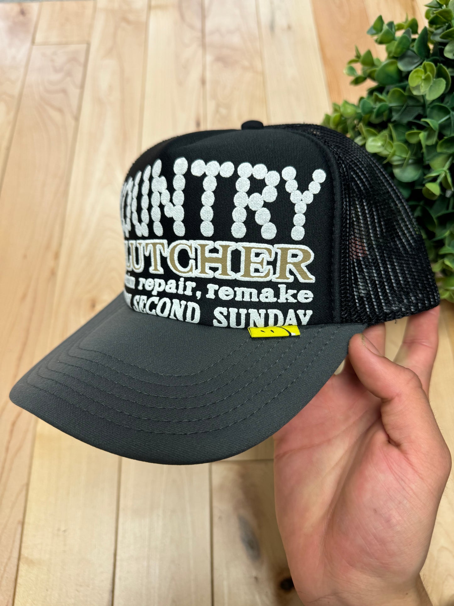 SS2024 Kapital Kountry Grey/Black Mesh Trucker Hat