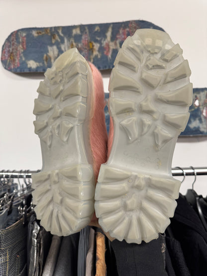 Rick Owens Pink Pony-Hair Tractor Boots