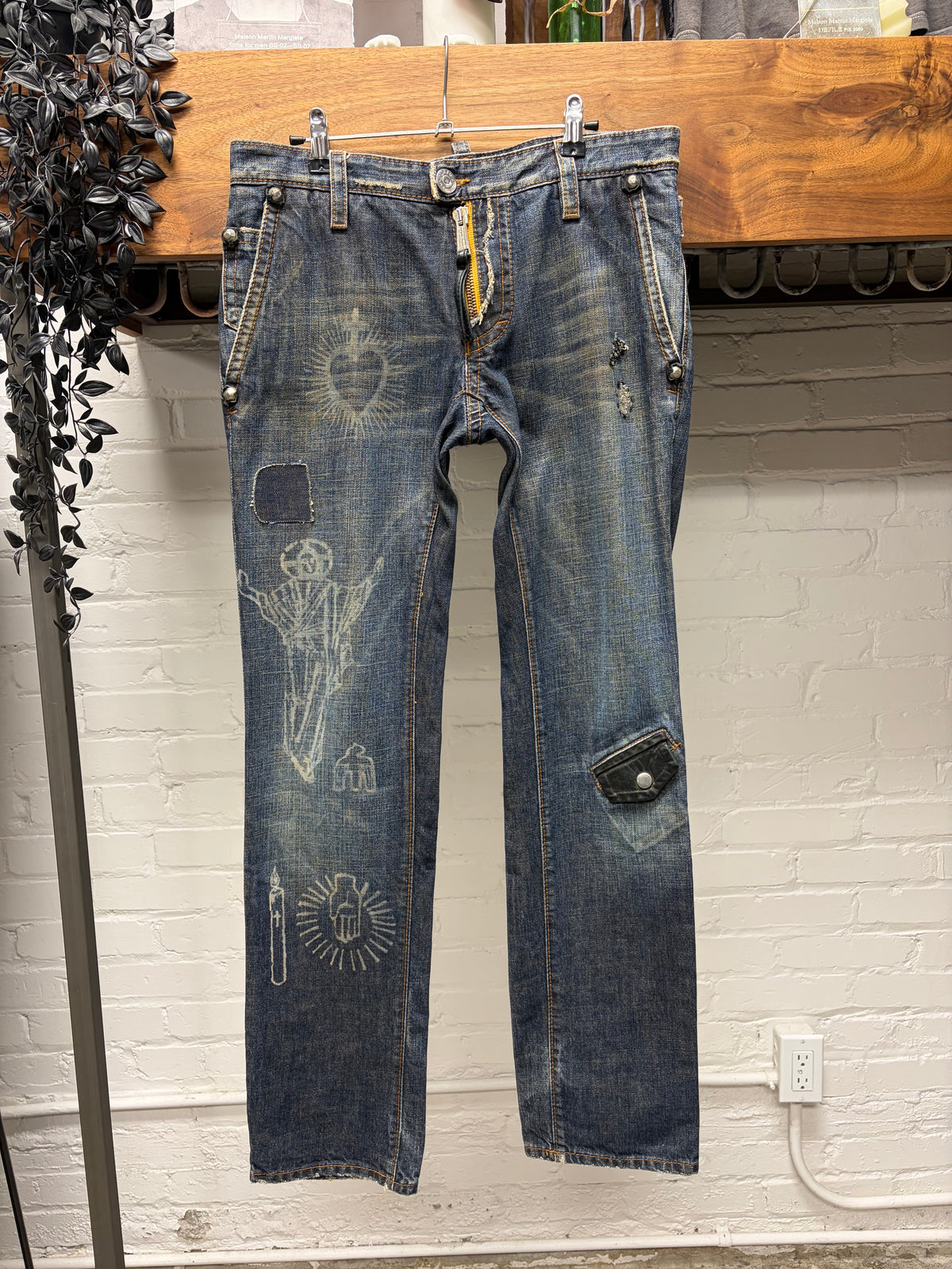 AW2005 Dsquared2 'Jesus Lord' Studded Dark Washed Blue Denim