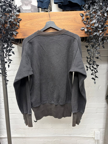 Kapital Vintage Washed Black Pullover Cotton Sweatshirt