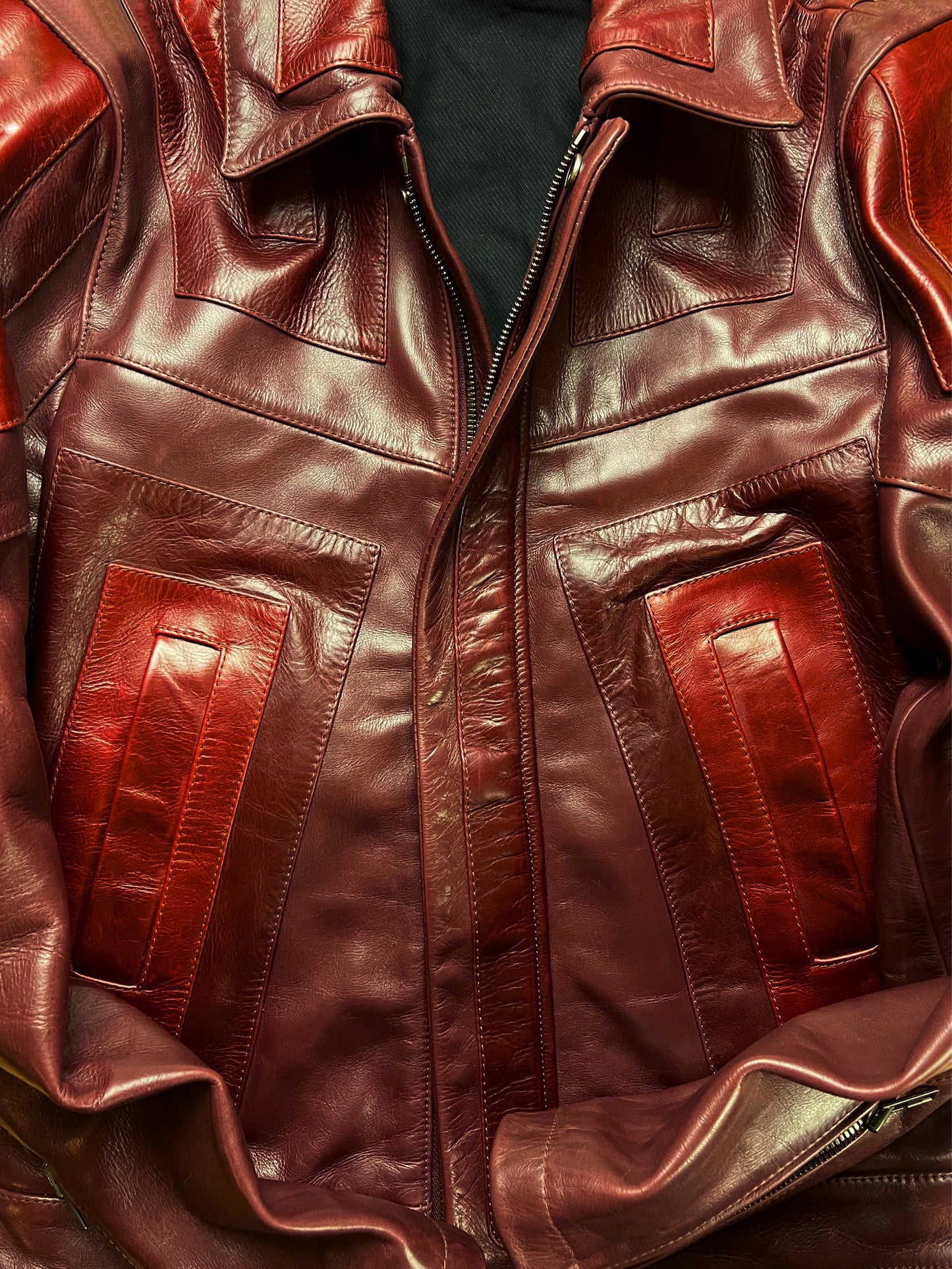 AW2008 Artisanal Maison Margiela Red Panel Leather Jacket