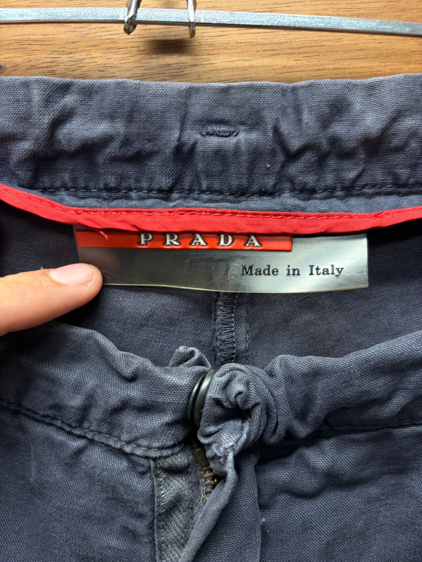Vintage Prada Sport Over the Knee Length ‘Plum’ Faded Cotton Shorts