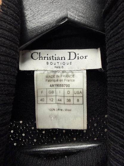 AW2004 Dior Runway Semi-Sheer Black Mesh ‘Box Logo’ Thin Knit Sweater