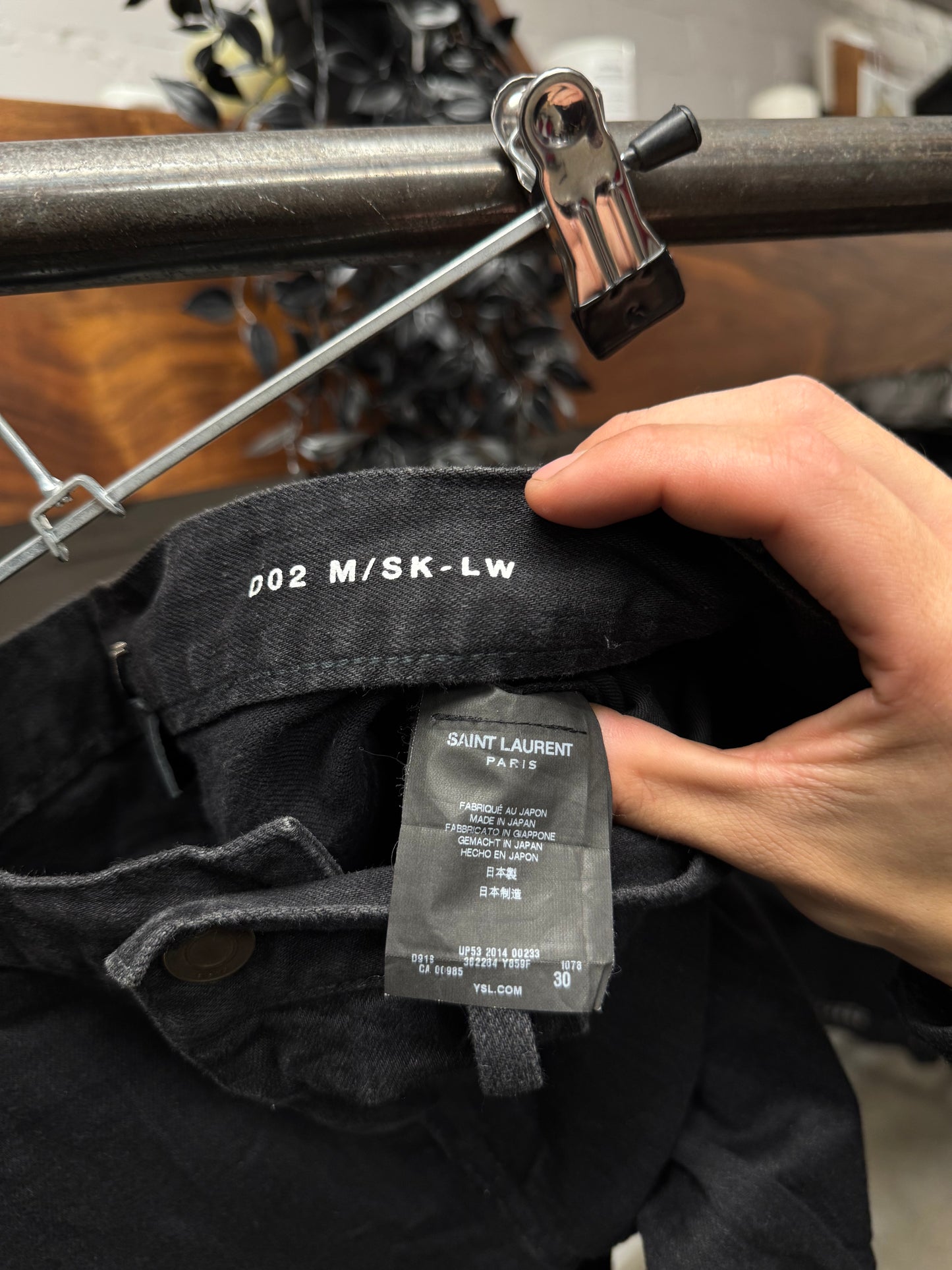 2014 Saint Laurent by Hedi Slimane ‘D02’ Distressed Black Skinny Jeans