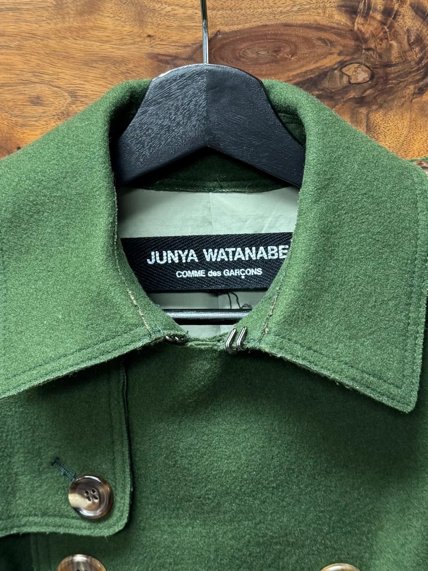 AW2006 Junya Watanabe ‘Taxi Driver’ Distressed Green Wool Trench Coat