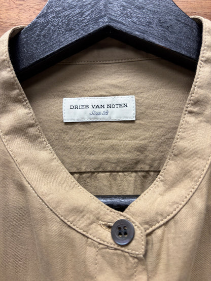 Dries Van Noten Light Cotton Mandarin Collar Shirt with Shoulder Epaulettes