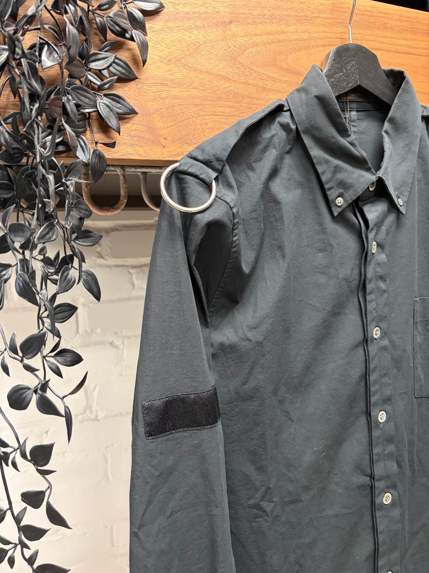 AW2002 Undercover ‘Witches Cell Division’ Black Patchwork ‘D-Ring’ Button Up Shirt