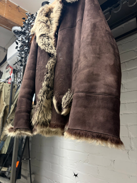 AW1998 Gucci by Tom Ford Genuine Fox Fur Oversized Brown Suede Coat
