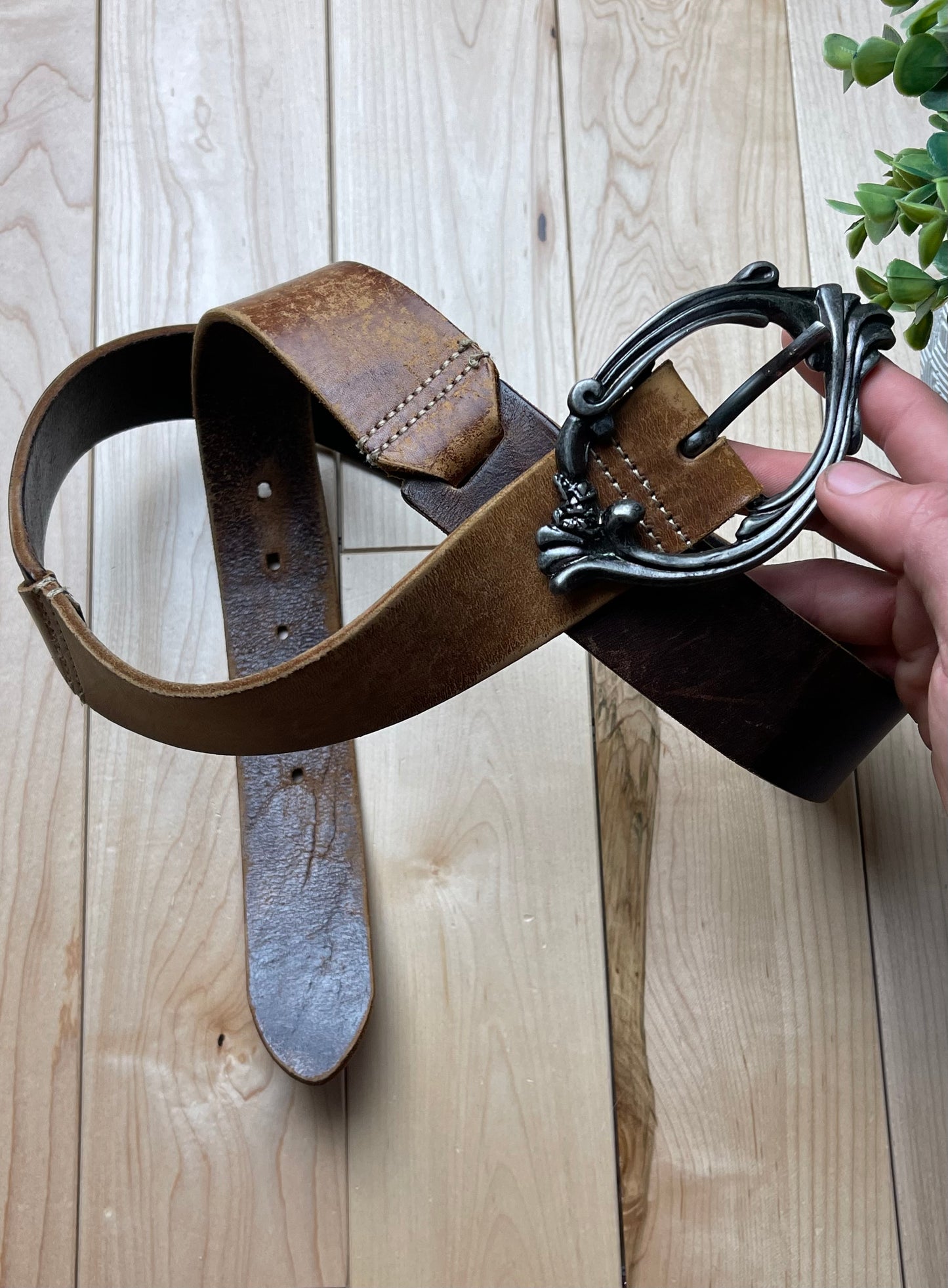 Dolce & Gabbana Western Brown Calfskin Leather Belt